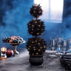 Frontgate Black Tabletop Topiary with Lights - NWT